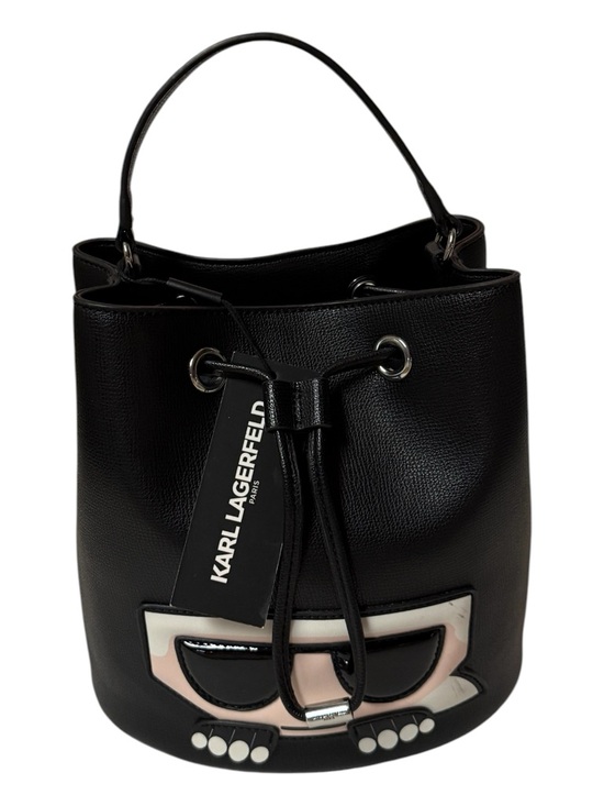 Karl Lagerfeld Handbags - Karl Lagerfeld Black Faux Leather Bucket Bag With Drawstring.